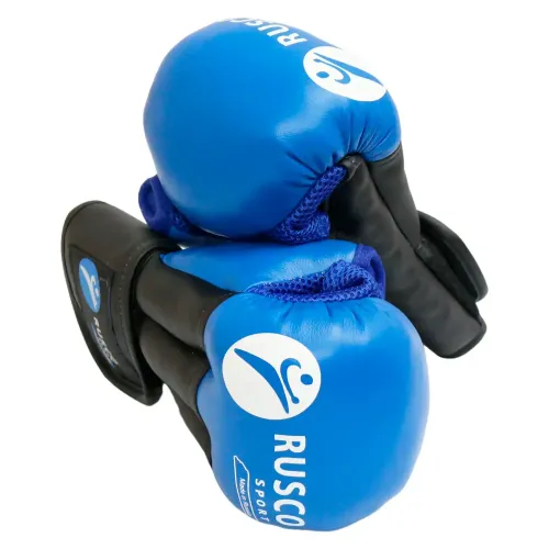 Перчатки для рукопашного боя RUSCOsport PRO, к/з, синие. Oz 6