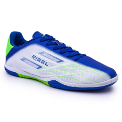 Бутсы ф/б VIRTEY INDOOR 23885, иск.кожа, цв. белый/синий/зеленый, р.34