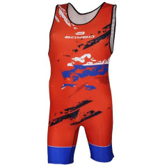 Трико борцовское BOYBO FLAG BT15 одностороннее, цв красный, р. XL