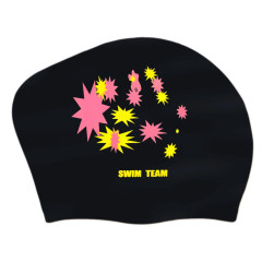 Шапочка для плавания SPRINTER SWIM TEAM KW-S (для длинных волос) звёзды, черный