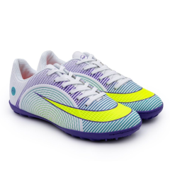 Бутсы ф/б VIRTEY TURF 23013, иск.кожа, цв. белый/фиолетовый/зеленый, р.34