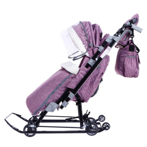 Санки-коляска NIKA-KIDS НД7-8 с единорогом, цвет вересковый (7082445)