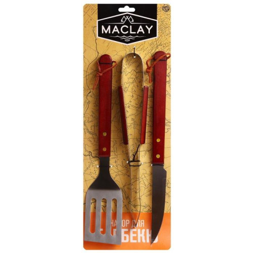 Набор для барбекю MACLAY лопатка, щипцы, нож (134215)
