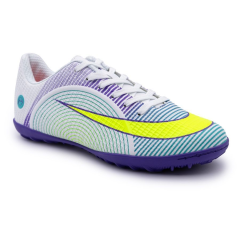 Бутсы ф/б VIRTEY TURF 23013, иск.кожа, цв. белый/фиолетовый/зеленый, р.42