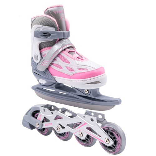 Коньки со сменным шасси VIRTEY LIBRA р.35-38, цв. розовый