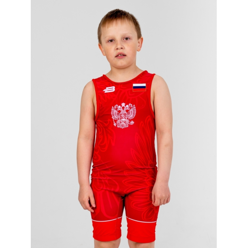 Трико борцовское BOYBO PROFI GERB BT30 одностороннее, цв. красный, р. S