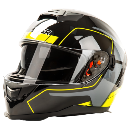 Шлем мото интеграл HIZER J5318 #1 (S)  black/yellow (2 визора) (13503)