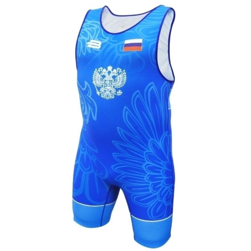 Трико борцовское BOYBO PROFI GERB BT30 одностороннее, цв. синий, р. XS