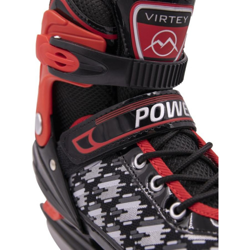 Коньки раздвижные VIRTEY POWER BW-166 р. 35-38. Цвет: черный/красный