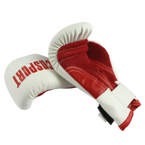 Перчатки боксерские RUSCOsport детские, кож.зам., 6 OZ, белый/красный