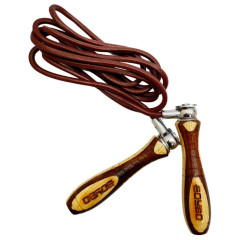Скакалка BoyBo шнур-кожа, дерев. ручки, утяж.(460гр.)