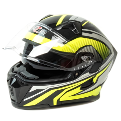 Шлем мото модуляр HIZER J5906 (S) black/neon yellow (2 визора) (14701)