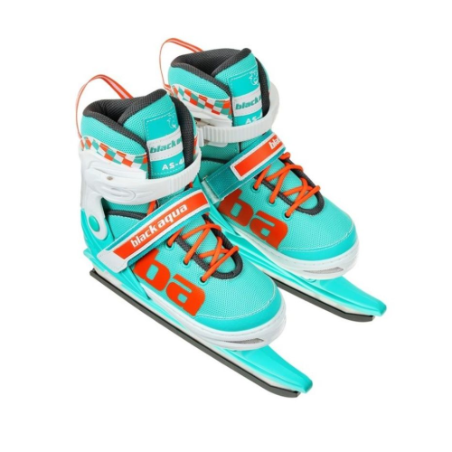 Коньки раздвижные BLACK AQUA AS-408 р.35-38 (мятный/оранж.)
