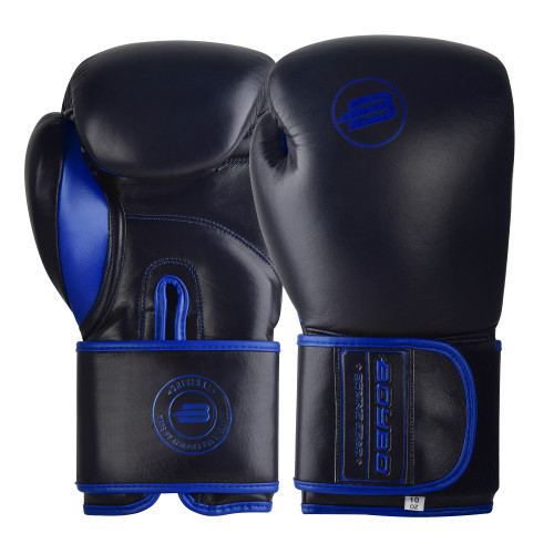 Перчатки боксерские BOYBO Rage BBG200 кожа, черный/синий, р-р, 12 OZ