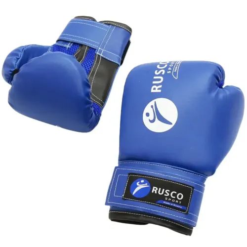 Перчатки боксерские RUSCOsport детские, кож.зам., 8 OZ, белый/синий