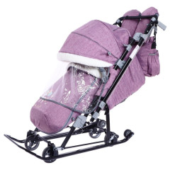 Санки-коляска NIKA-KIDS НД7-8 с единорогом, цвет вересковый (7082445)