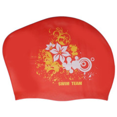 Шапочка для плавания SPRINTER SWIM TEAM KW-F (для длинных волос) цветы, красный