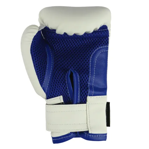 Перчатки боксерские RUSCOsport детские, кож.зам., 6 OZ, белый/синий