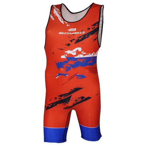 Трико борцовское BOYBO FLAG BT15 одностороннее, цв красный, р. XXXS