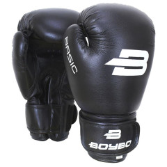 Перчатки боксерские BOYBO Basic кож. зам, черный, р-р, 4 OZ