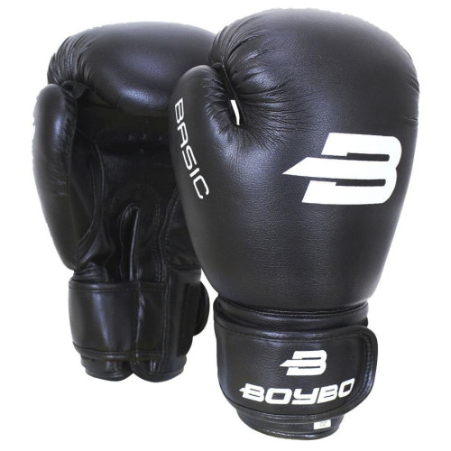 Перчатки боксерские BOYBO Basic кож. зам, черный, р-р, 4 OZ