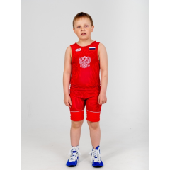 Трико борцовское BOYBO PROFI GERB BT30 одностороннее, цв. красный, р. S