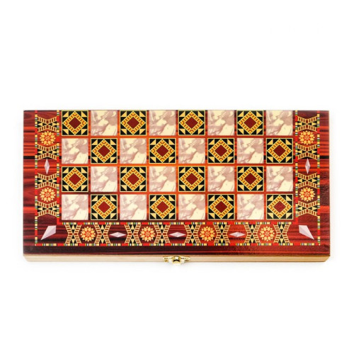 Игра настольная 3 в 1 Узоры (шашки, шахматы, нарды) 30х30 см (1267615)