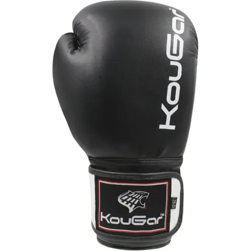 Перчатки боксерские KOUGAR KO400 кож. зам, черные, р-р, 6OZ