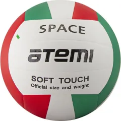 Мяч в/б ATEMI SPACE, синт. кожа PU Soft,  зел/бел/красн