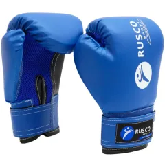 Перчатки боксерские RUSCOsport детские, кож.зам., 8 OZ, белый/синий