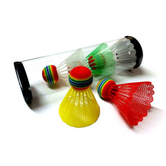 Воланы пластиковые SPRINTER SY-5C, цветные (в тубе, 5шт) (26188)