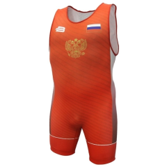 Трико борцовское BOYBO PROFI GERB BT30 одностороннее, цв. красный, р. XL