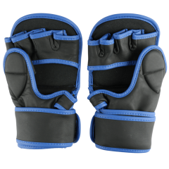 Перчатки ММА BoyBo Wings кожа черно-синий размер S