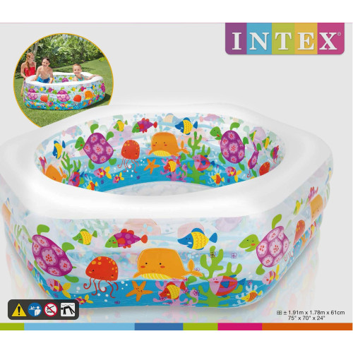Бассейн INTEX 56493NP надувной, детский OCEAN REEF POOL, 191х178х61см, 510л, 6+