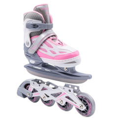 Коньки со сменным шасси VIRTEY LIBRA р.39-42, цв. розовый