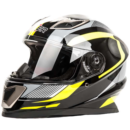 Шлем мото интеграл HIZER B562 (L) black/yellow (11497)