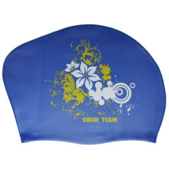 Шапочка для плавания SPRINTER SWIM TEAM KW-F (для длинных волос) цветы, синий
