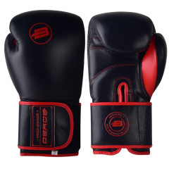 Перчатки боксерские BOYBO Rage BBG200 кожа, черный/красный, р-р, 14 OZ
