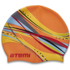 Шапочка для плавания ATEMI PSC303 силикон, оранжевая (графика)