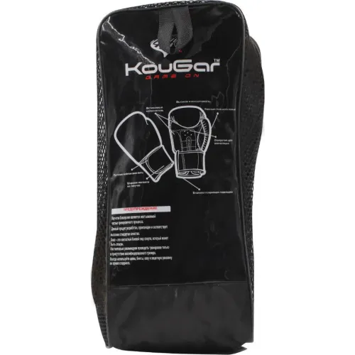 Перчатки боксерские KOUGAR KO400 кож. зам, черные, р-р, 12OZ