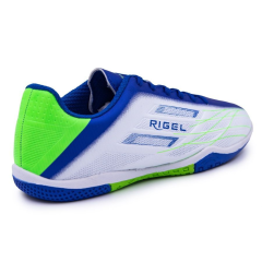 Бутсы ф/б VIRTEY INDOOR 23885, иск.кожа, цв. белый/синий/зеленый, р.34