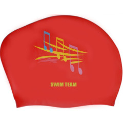 Шапочка для плавания SPRINTER SWIM TEAM KW-N (для длинных волос) ноты, красный