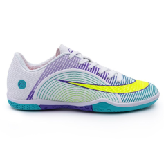 Бутсы ф/б VIRTEY INDOOR 23014, иск.кожа, цв. белый/фиолетовый/зеленый, р.44