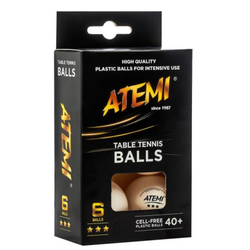 Мячи для н/т ATEMI 3* бел 6 шт