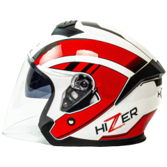 Шлем мото открытый HIZER J222 (L) white/red (2 визора)