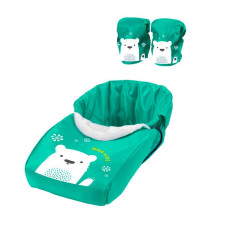 Матрасик для детских санок NIKA KIDS МЕДВЕЖОНОК, цв.изумрудный (матрасик+варежки)