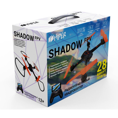 Игрушка КВАДРОКОПТЕР Hiper HQC-0001 SHADOW FPV 1Mpix 720p WiFi ПДУ