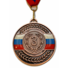 Медаль 5201 - 18 d - 65мм (цвет бронза) Номер в обрамлении венка с двумя флажками