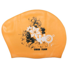 Шапочка для плавания SPRINTER SWIM TEAM KW-F (для длинных волос) цветы, оранжевый