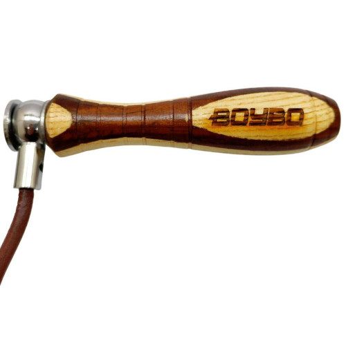 Скакалка BoyBo шнур-кожа, дерев. ручки, утяж.(460гр.)